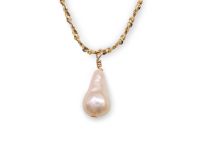 Wholesale Fireball Pearl Pendant on Gold-Filled Chain