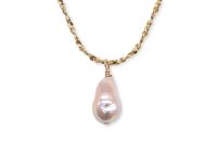 Wholesale 10.3 Fireball Pearl Pendant on gold filled chain