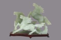 Wholesale Natural Bowenite 3 Horse Statue - Hand Carved