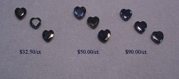 Sapphire Faceted Hearts - 5.75x5.75mm