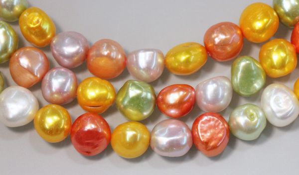 9-10mm &ldquo;fruit cocktail&rdquo; side-drilled pearl strands