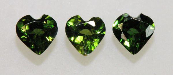 Chrome Tourmaline Faceted Hearts