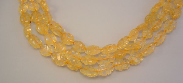 Carved Oval Citrine Beads