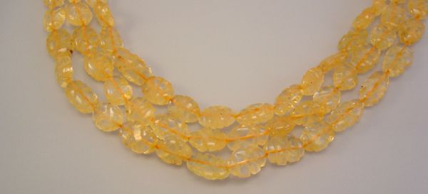Citrine Carved Oval Bead Strands
