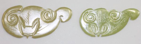 Antique Nephrite Jade Hand-Carved Amulet - Bats of Good Fortune