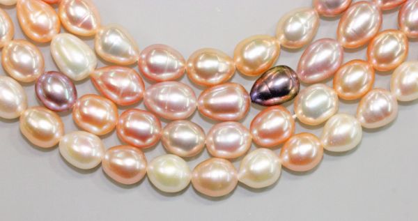 8-8.5mm Natural Multi-Color Oval/Pears Pearls