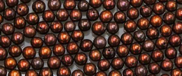 Freshwater Cultured Copper Round Pearl - Half-Drilled