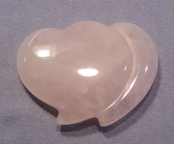 Rose Quartz Double Heart Pendants - 2 Drill Holes