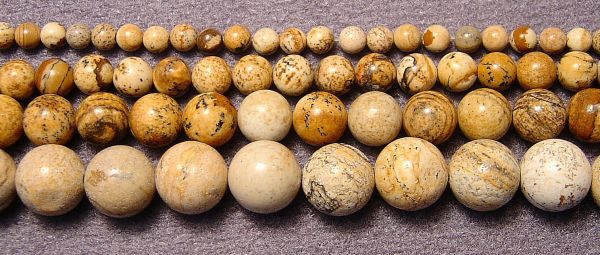 Picture Jasper Smooth Round Bead Strands