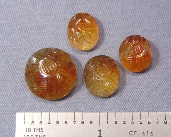 Citrine Hand-Carved Cabochon Flowers 4pc - Lot # 16