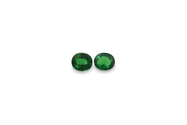  1.43 ct Green Tsavorite Garnet 5 x 5.8 mm – Faceted Oval Pair