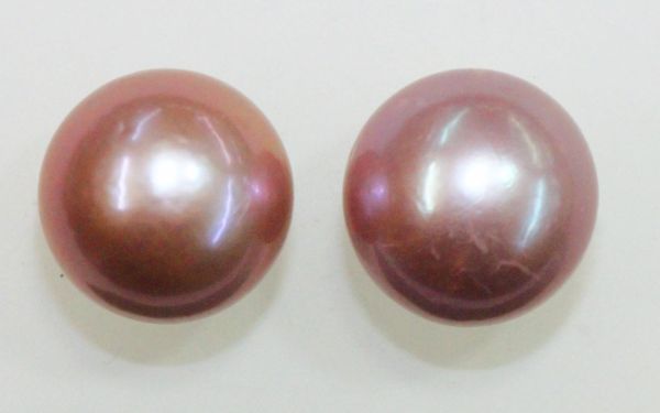 15mm Natural Color Round Pearl Pair