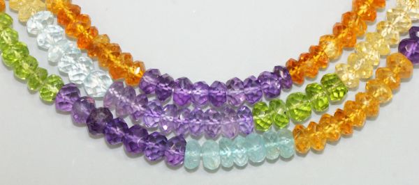 Multi-color Fine Faceted 6mm Rondels 