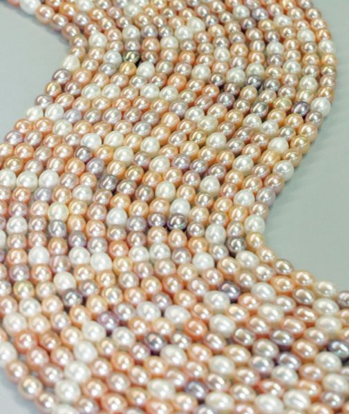 6-6.5mm Natural Multi-color Oval Pearls