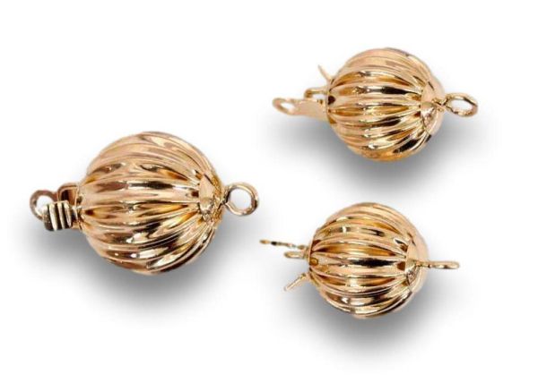 14k corrugated ball clasps