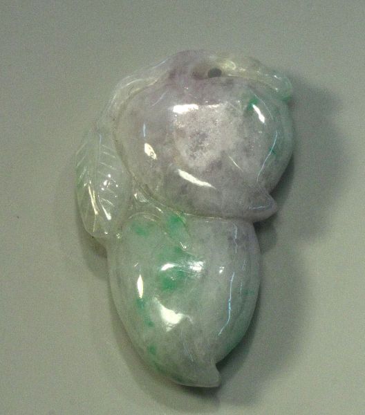 Natural Light Lavender & Green Jadeite Hand-Carved Pendant - Gourd