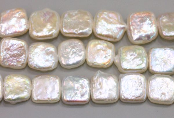 10mm White Chiclet Square Coin Pearls