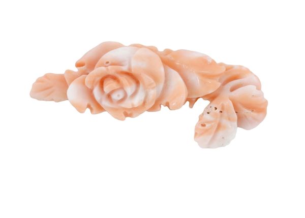Natural Coral Hand-Carved Rose Pendant, 3.83 gr. - 13.5x38.5mm