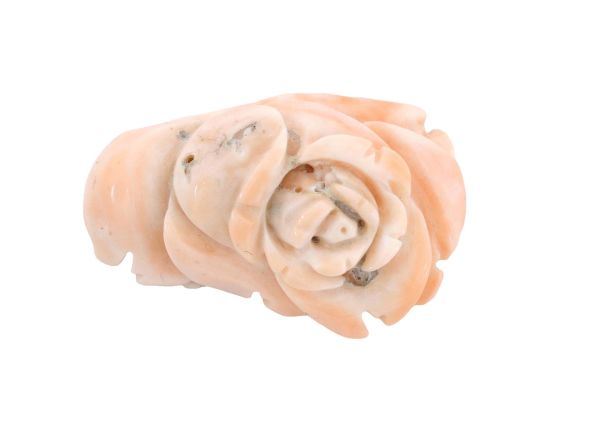 Natural Coral Hand-Carved Single Rose, 5.59 gr. - 18.5x27.6mm