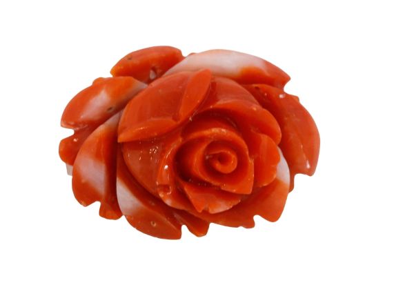 Natural Oxblood Coral Hand-Carved Rose, 4.61 gr. - 18.3x24.3mm
