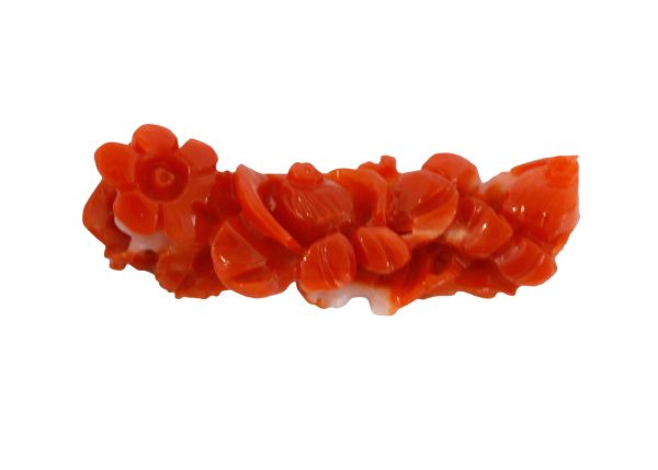 Natural Oxblood Coral Hand-Carved Flowers, 4.47 gr. -13.2x38mm