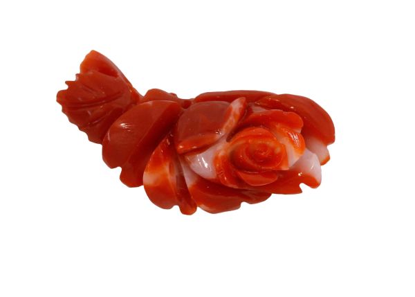 Natural Oxblood Coral Hand-Carved Flower- 2.62 gr. -  2.8x2.81mm