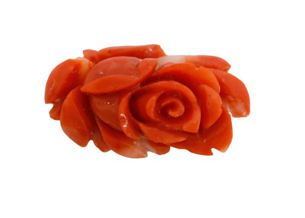 Natural Oxblood Coral Hand-Carved Rose, 4.51 gr.