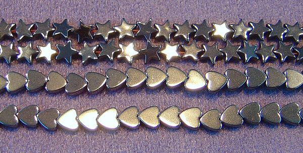 Hematite/Hematine Heart Bead Strands