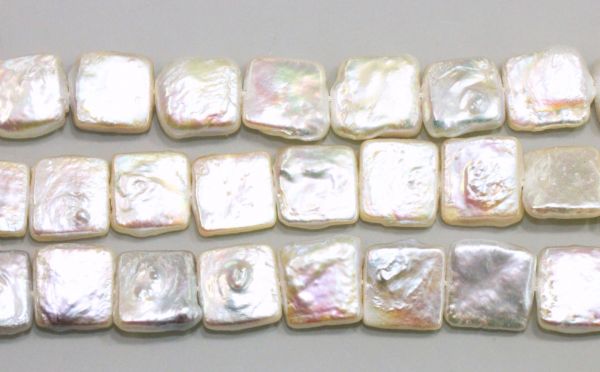 12mm White Chiclet Square Coin Pearls