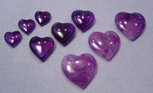 Amethyst Hearts - Half-Drilled