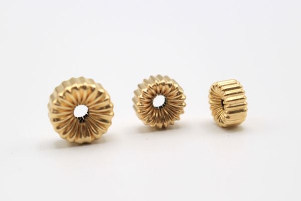 14k Corrugated Flat Donut Beads