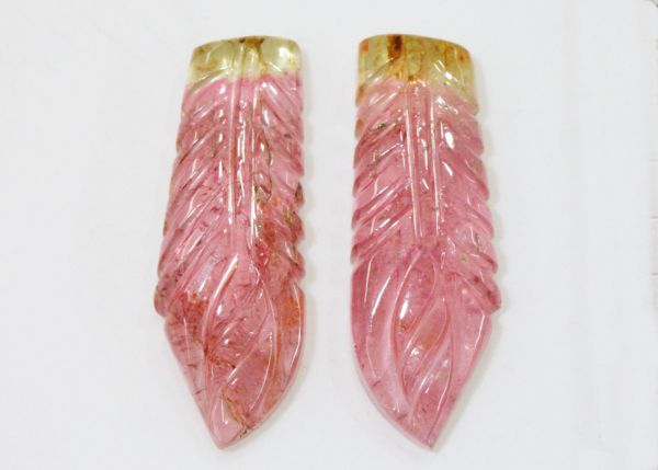 Tourmaline Carved Pair, 14.53 cts. - 8.2x22.6mm