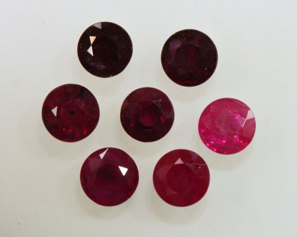 Ruby 5mm Faceted Rounds @ $150.00/ct.