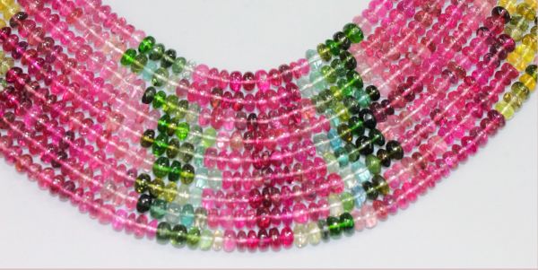  4-4.5mm Smooth Rondel Tourmaline Beads