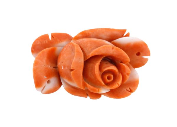 Striped Natural Coral Rose Hand-Carved