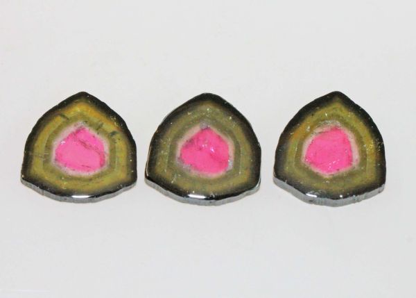 Watermelon Tourmaline Slice Set - Matching Trio