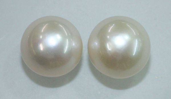 14.5-15mm Round Half-drilled Pearl Pairs 