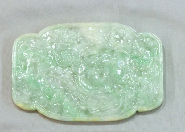 Natural Jadeite Hand-Carved Plaque