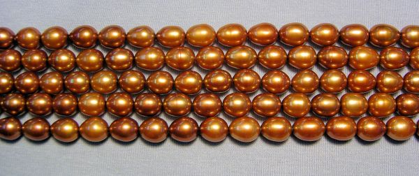 Golden Toffee 7.5-8mm Uniform Oval Pearls