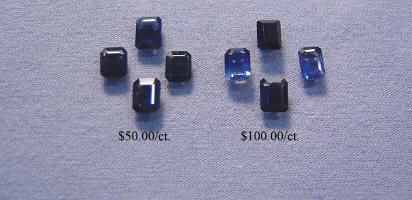 Sapphire Faceted  Octagons - 6.5mm Long