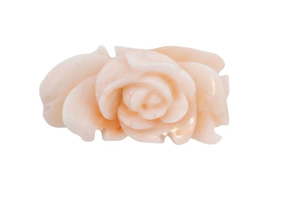 Coral Light Pink Hand-Carved Single Rose, 4.14 gm. - Undrilled