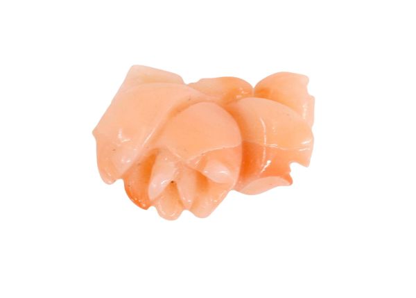 Coral Hand-Carved Small Rose, 0.71 gm. - Half-Drilled