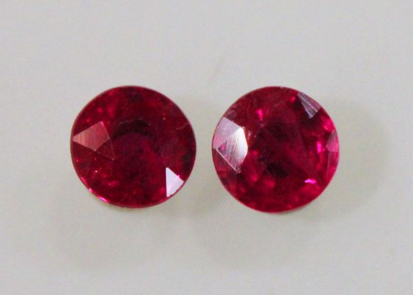 Ruby Faceted Round Pair, 0.69 ct. - 4mm