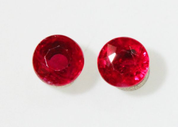 Ruby Faceted Round Pair, 0.79 ct. - 4.1mm