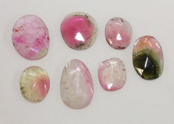 Tourmaline Rose-cut Slices - Lot of 7 - 17.74 cts.