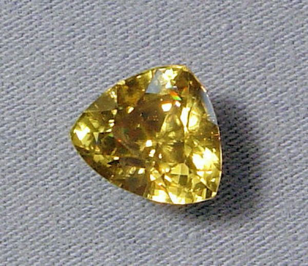 Golden Zircon Faceted Trilliant - 4.69 cts. 9x10mm