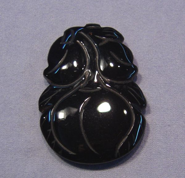 Black Onyx Peach Pendant - 1 Drill Hole
