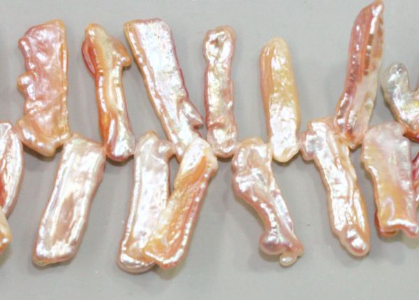 Freshater Cultured Natural Color "Biwa" Type Stick Pearl Strand - 8-10x16-20mm