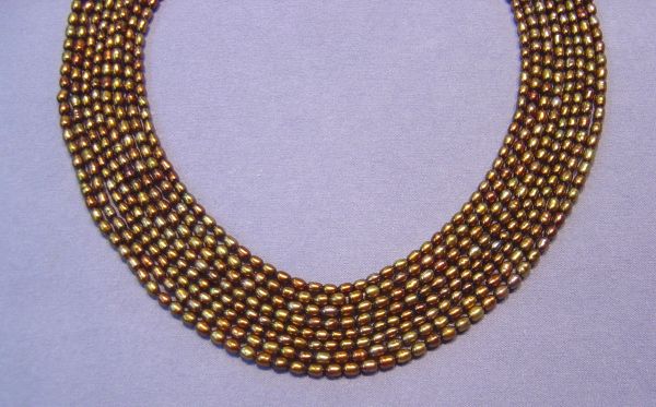 2.5-3mm brass oval pearl strands