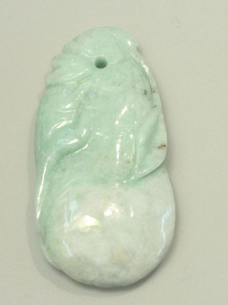 Natural Jadeite Hand-Carved Pendant - Gourd with Rat